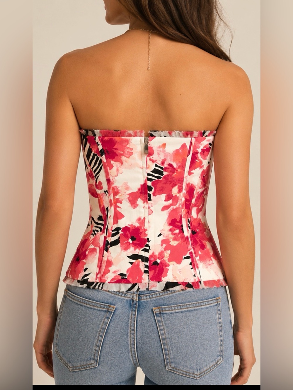 White House Black Market Strapless Floral Corset Bustier Top Size 4. - Picture 2 of 9
